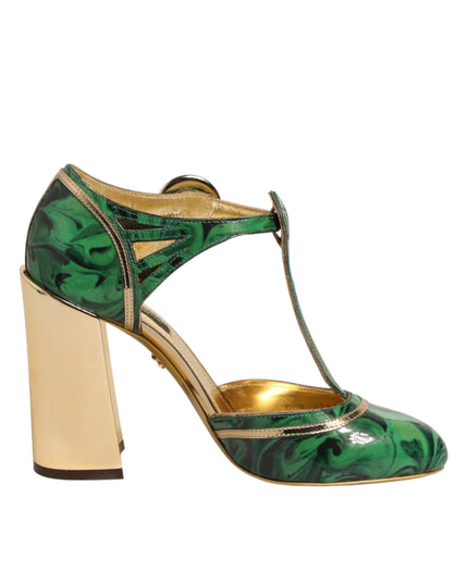 Dolce & Gabbana Green Patent Leather Vally Heels Pumps Shoes