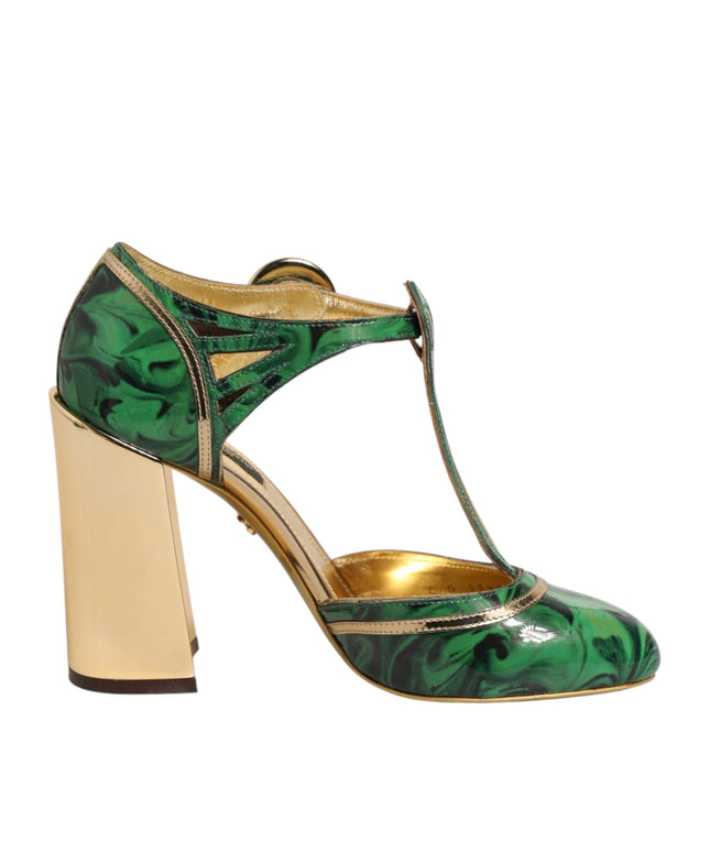 Dolce & Gabbana Green Patent Leather Vally Heels Pumps Shoes