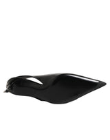 Dolce & Gabbana Black Zipper Leather Heels Slingbacks Shoes