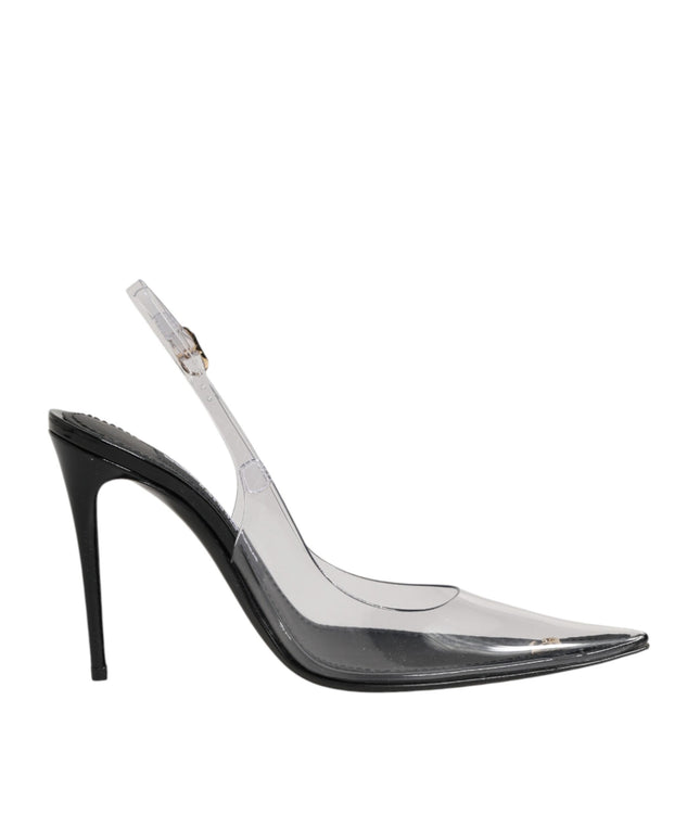 Dolce & Gabbana Black Leather Clear PVC Slingback Pumps Shoes