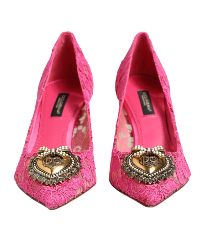 Dolce & Gabbana Pink Taormina Lace DEVOTION Pumps Shoes