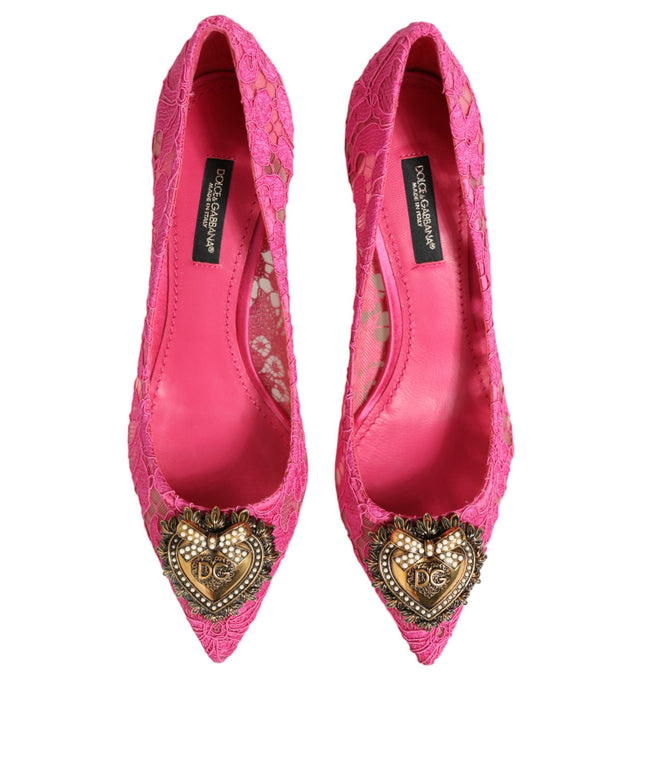 Dolce & Gabbana Pink Taormina Lace DEVOTION Pumps Shoes