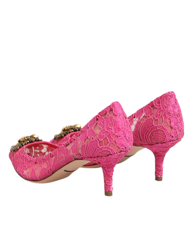 Dolce & Gabbana Pink Taormina Lace DEVOTION Pumps Shoes