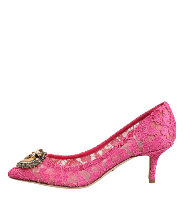 Dolce & Gabbana Pink Taormina Lace DEVOTION Pumps Shoes