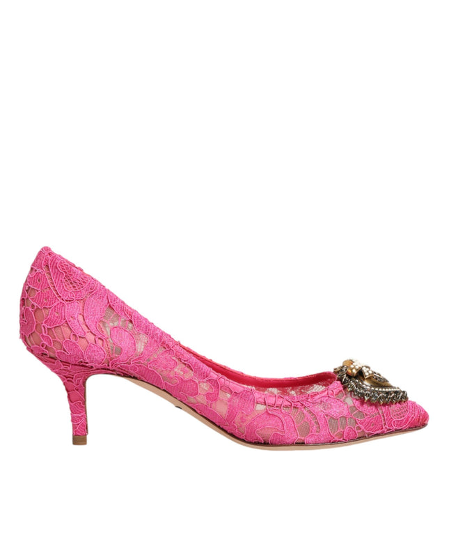 Dolce & Gabbana Pink Taormina Lace DEVOTION Pumps Shoes