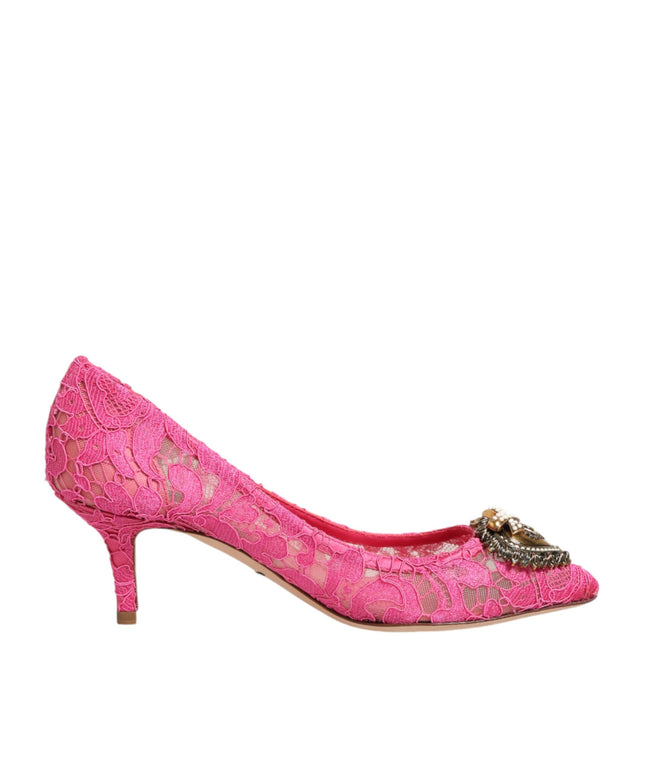 Dolce & Gabbana Pink Taormina Lace DEVOTION Pumps Shoes