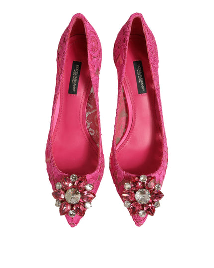 Dolce & Gabbana Pink Taormina Lace Crystal Heels Pumps Shoes