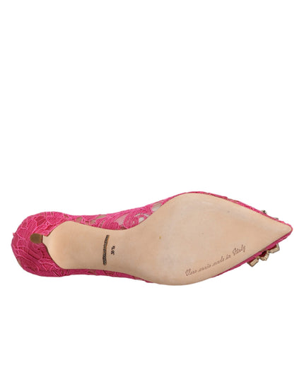 Dolce & Gabbana Pink Taormina Lace Crystal Heels Pumps Shoes