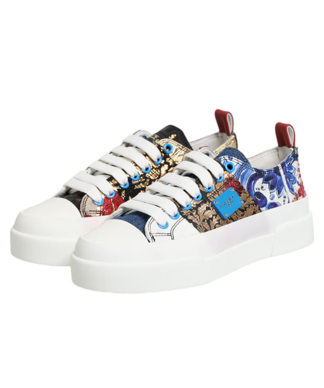 Dolce & Gabbana Multicolor Patchwork Low Top Sneakers Shoes