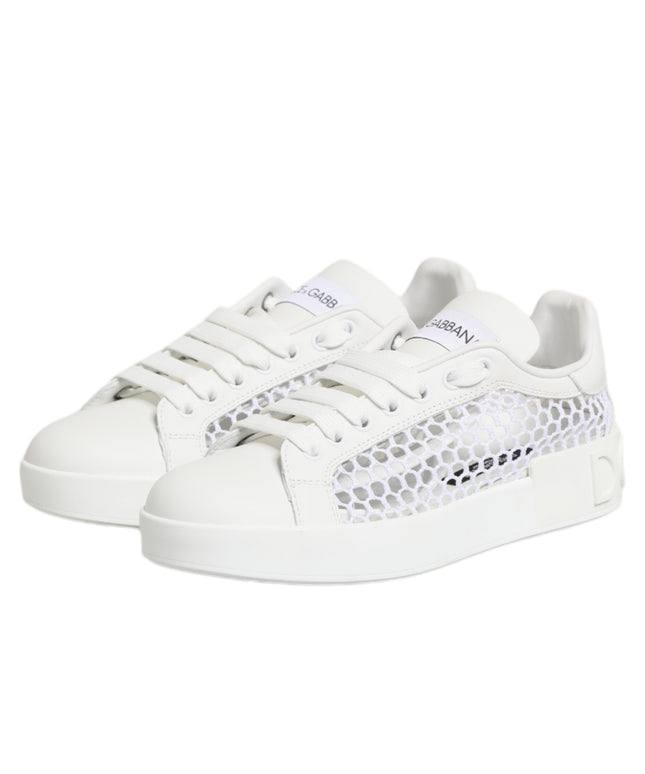 Dolce & Gabbana White Mesh Inserts Low Top Sneakers Shoes