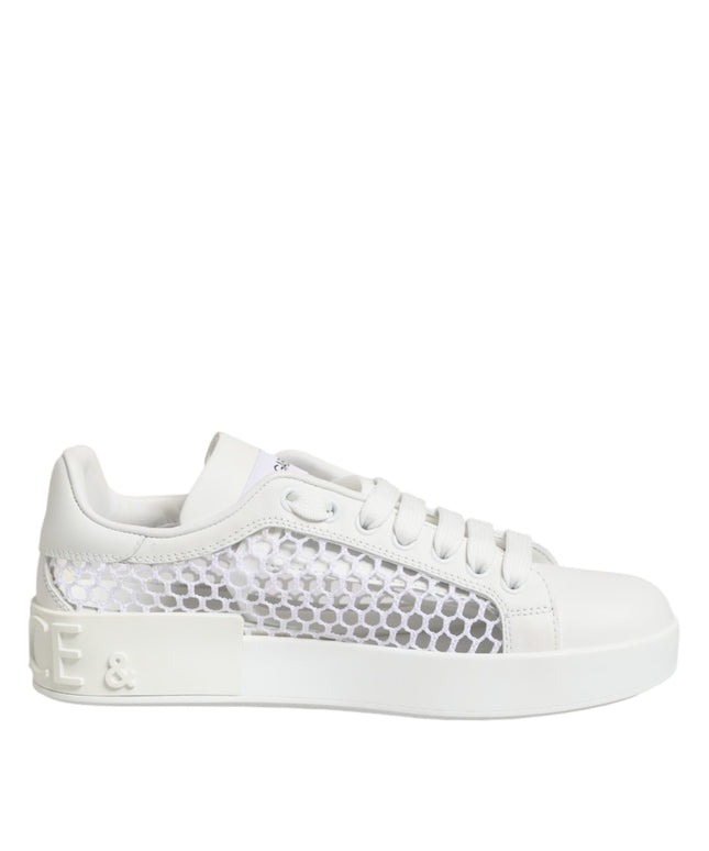 Dolce & Gabbana White Mesh Inserts Low Top Sneakers Shoes
