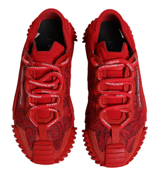 Dolce & Gabbana Red Logo Lace Low Top NS1 Sneakers Shoes