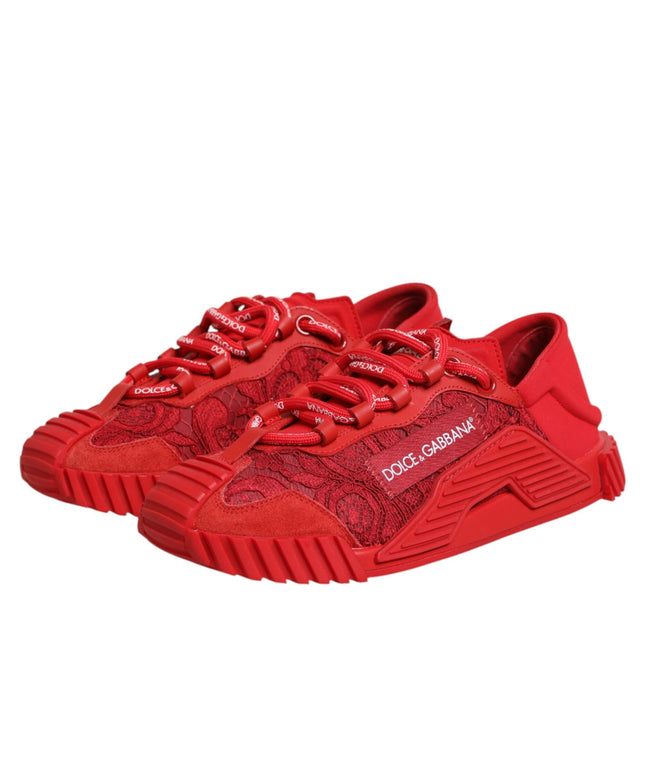 Dolce & Gabbana Red Logo Lace Low Top NS1 Sneakers Shoes