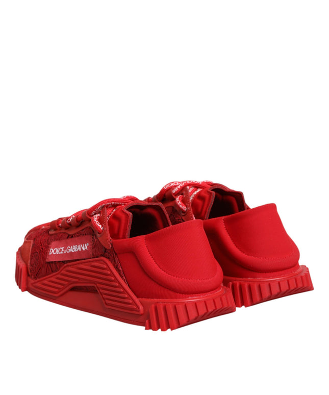 Dolce & Gabbana Red Logo Lace Low Top NS1 Sneakers Shoes