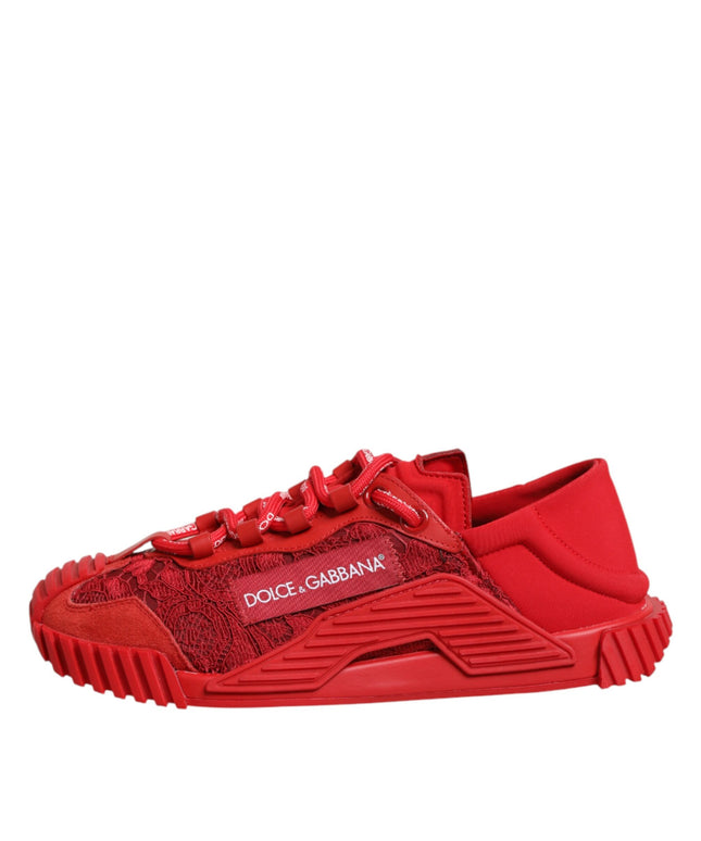 Dolce & Gabbana Red Logo Lace Low Top NS1 Sneakers Shoes