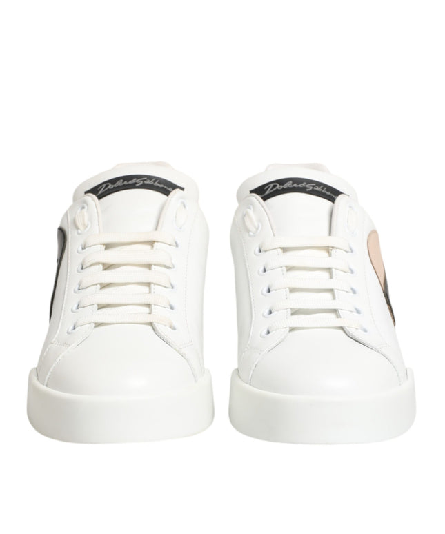 Dolce & Gabbana White Leather #DGFamily Casual Sneakers Shoes