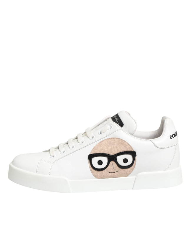 Dolce & Gabbana White Leather #DGFamily Casual Sneakers Shoes