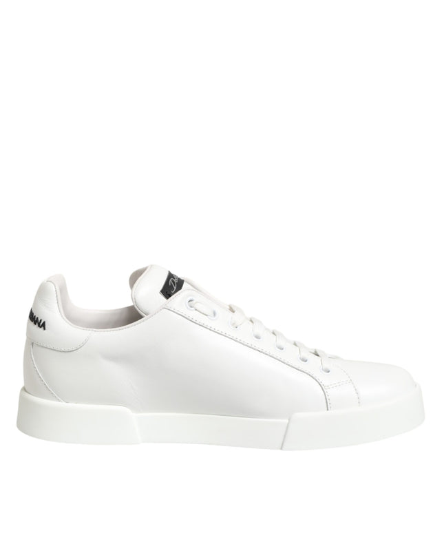 Dolce & Gabbana White Leather #DGFamily Casual Sneakers Shoes