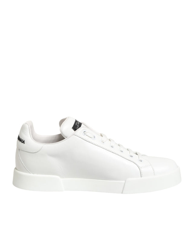 Dolce & Gabbana White Leather #DGFamily Casual Sneakers Shoes