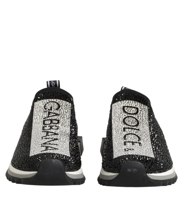 Dolce & Gabbana Black Silver Slip On Sorrento Sneakers Shoes
