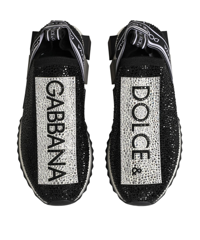 Dolce & Gabbana Black Silver Slip On Sorrento Sneakers Shoes
