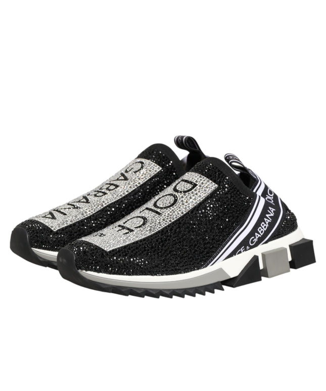 Dolce & Gabbana Black Silver Slip On Sorrento Sneakers Shoes