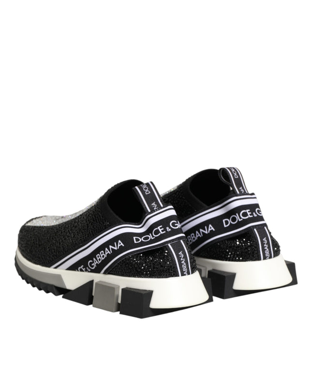 Dolce & Gabbana Black Silver Slip On Sorrento Sneakers Shoes