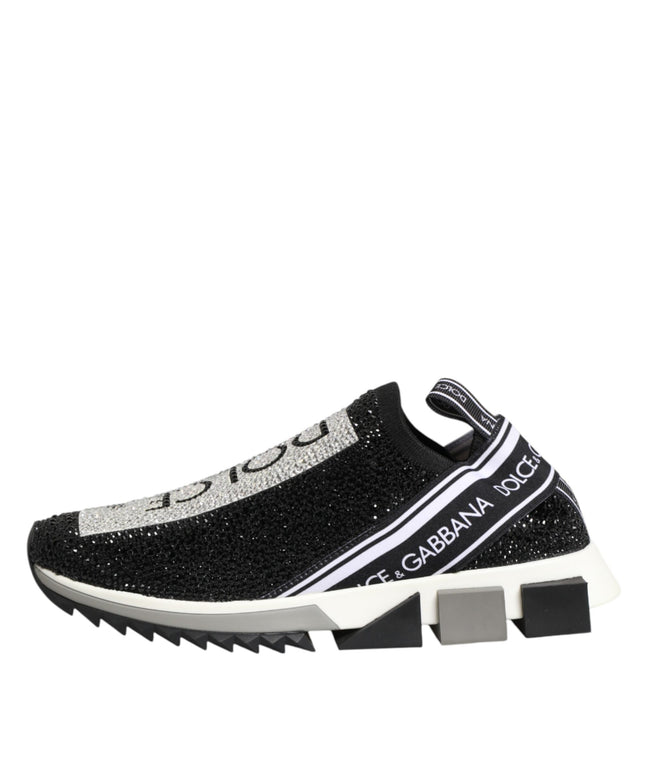 Dolce & Gabbana Black Silver Slip On Sorrento Sneakers Shoes