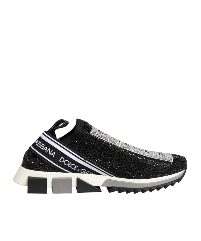 Dolce & Gabbana Black Silver Slip On Sorrento Sneakers Shoes