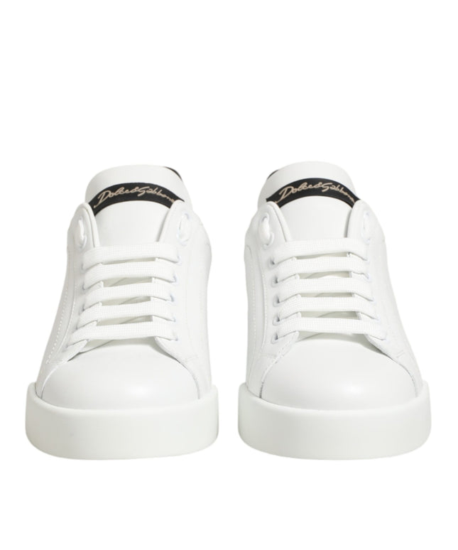 Dolce & Gabbana White Leather Lace Up Low Top Sneakers Shoes