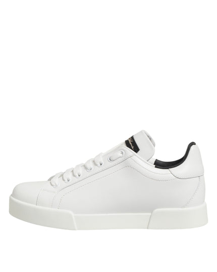 Dolce & Gabbana White Leather Lace Up Low Top Sneakers Shoes