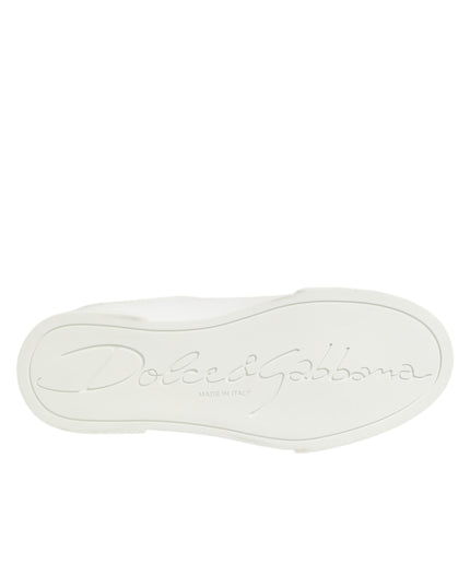 Dolce & Gabbana White Leather Lace Up Low Top Sneakers Shoes