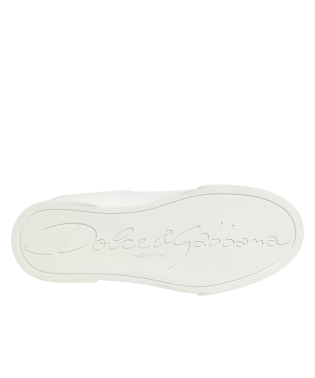 Dolce & Gabbana White Leather Lace Up Low Top Sneakers Shoes