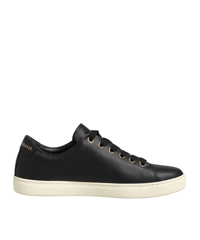 Dolce & Gabbana Black Leather Sacred Heart Sneakers Shoes