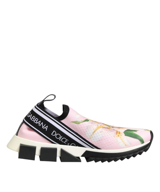Dolce & Gabbana Pink Floral Sorrento Low Top Sneakers Shoes