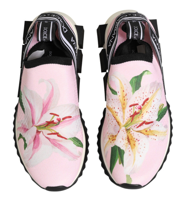 Dolce & Gabbana Pink Floral Sorrento Low Top Sneakers Shoes