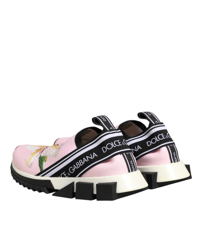 Dolce & Gabbana Pink Floral Sorrento Low Top Sneakers Shoes