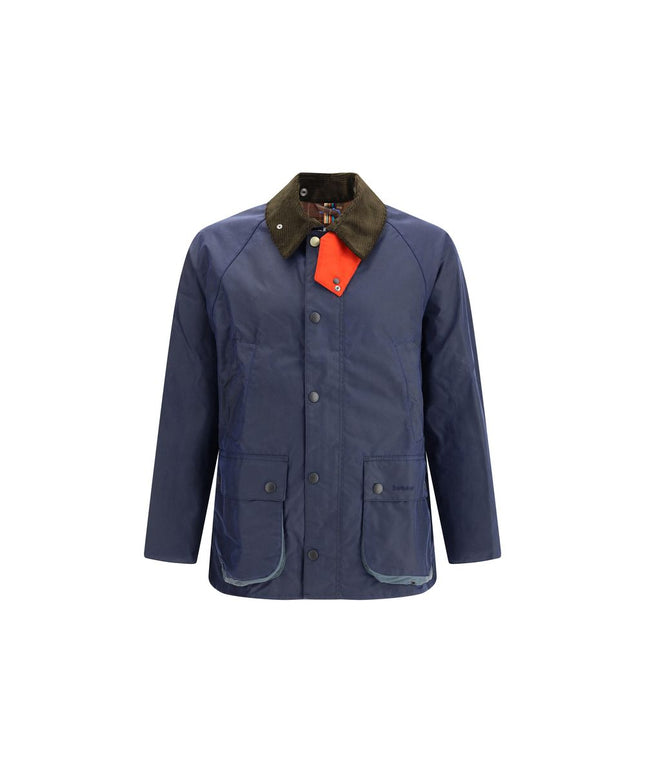 Barbour Waxed Jacket with a corded velvet collar