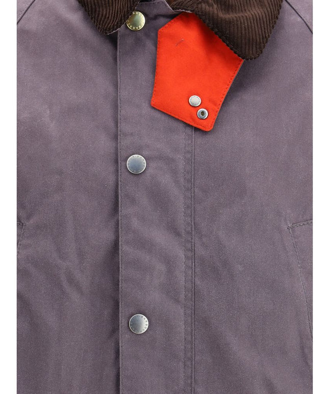 Barbour Waxed Jacket with a corded velvet collar