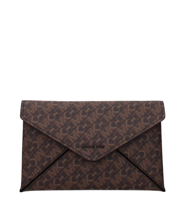 Michael Kors Brown Fabric Clutch Bags