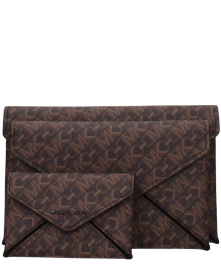 Michael Kors Brown Fabric Clutch Bags