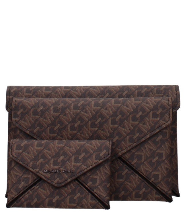 Michael Kors Brown Fabric Clutch Bags