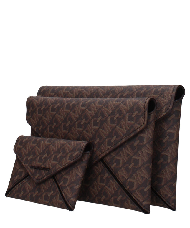 Michael Kors Brown Fabric Clutch Bags