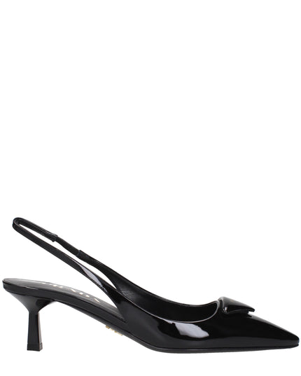 Prada Black Leather Mid Heel Pumps