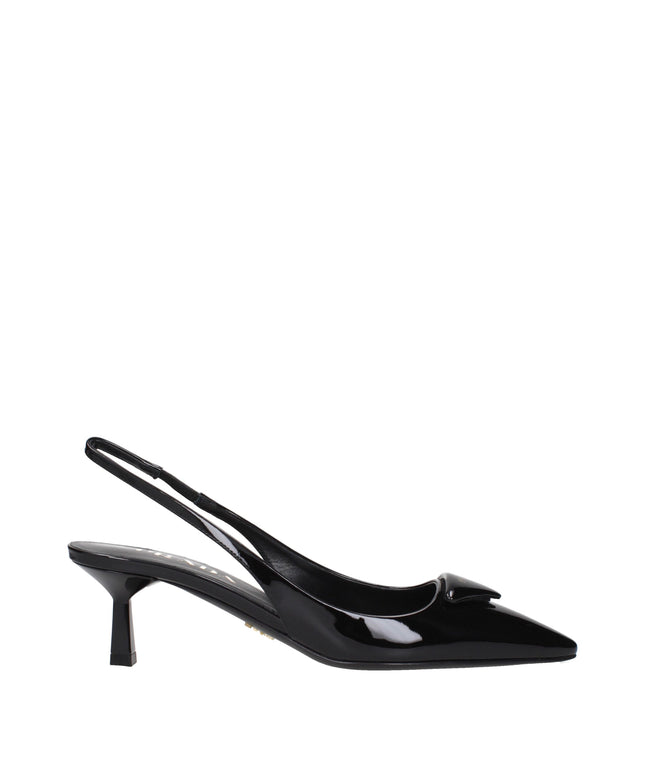 Prada Black Leather Mid Heel Pumps