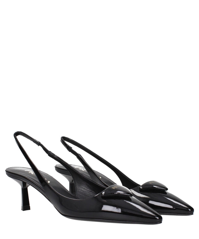 Prada Black Leather Mid Heel Pumps