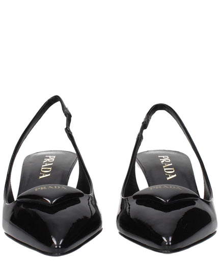 Prada Black Leather Mid Heel Pumps