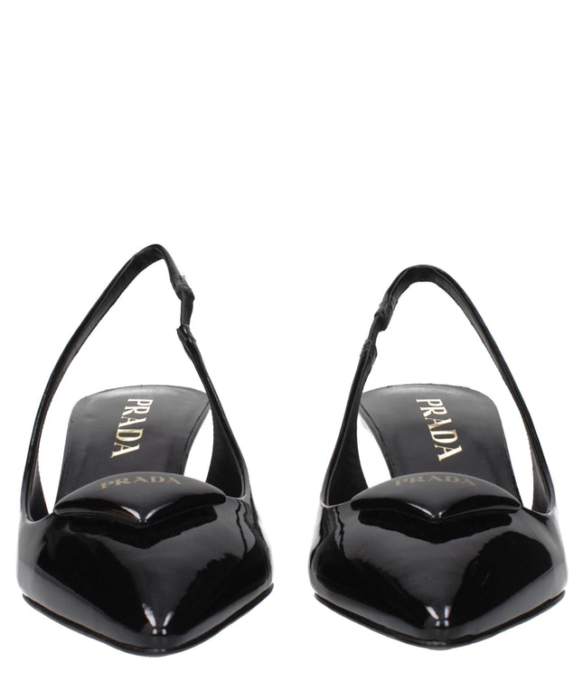 Prada Black Leather Mid Heel Pumps