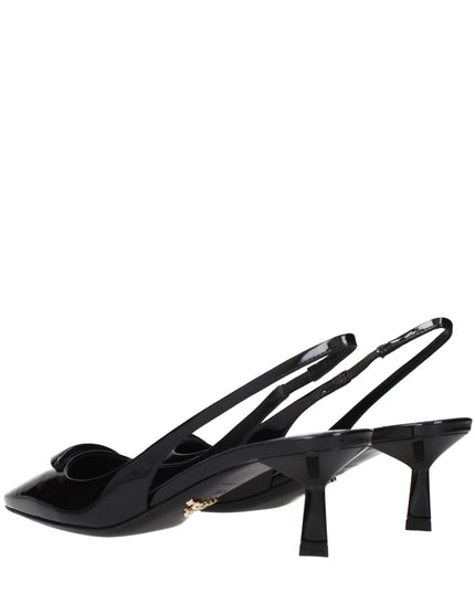Prada Black Leather Mid Heel Pumps