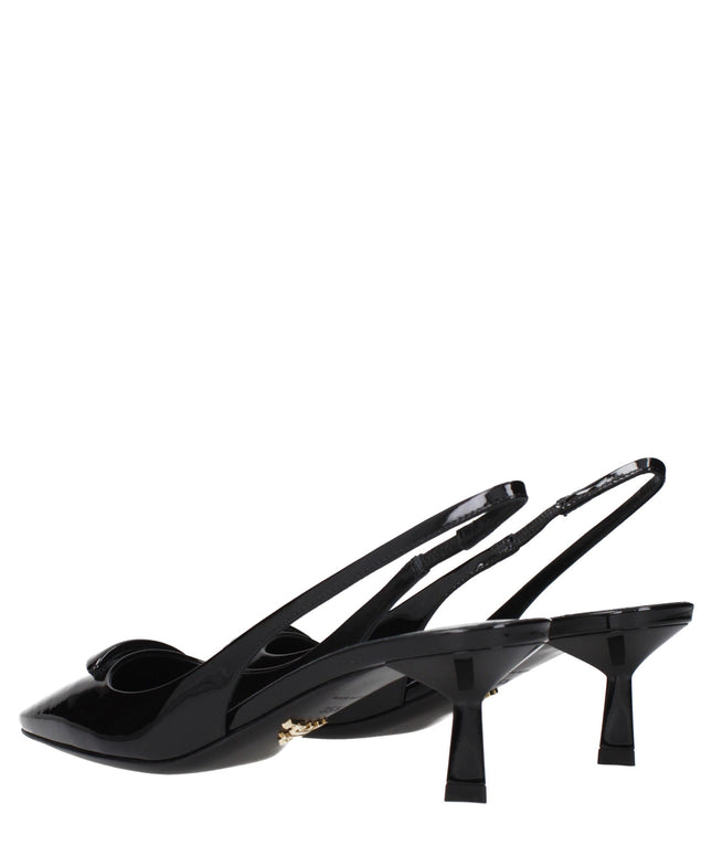 Prada Black Leather Mid Heel Pumps